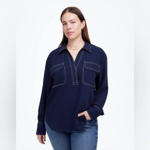 Madewell Contrast-Stitch Popover Shirt XS